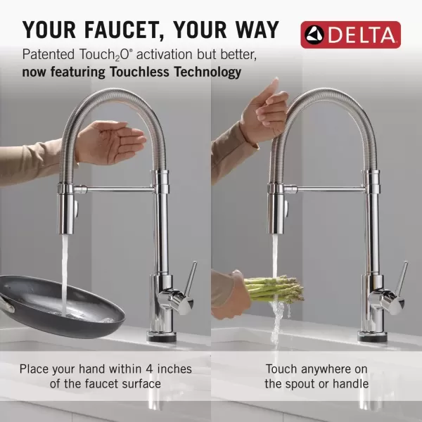 imageDelta Faucet Trinsic Touch Kitchen Faucet with Touchless Technology Chrome Commercial Style Kitchen Faucet Kitchen Faucets with Pull Down Sprayer Chrome 9659TLDST