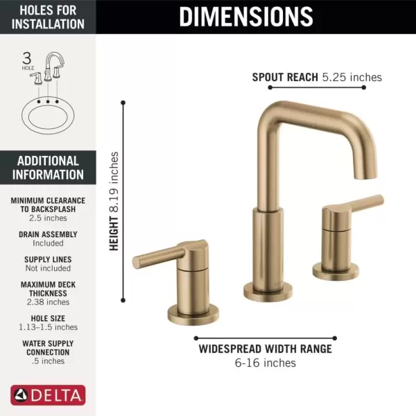 imageDELTA 35849LFBL Nicoli Bathroom Faucet Lever Handle Matte BlackChampagne Bronze