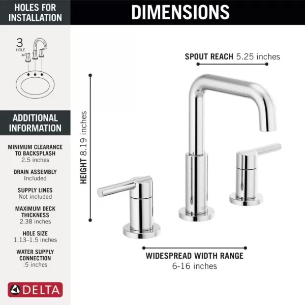 imageDELTA 35849LFBL Nicoli Bathroom Faucet Lever Handle Matte BlackChrome