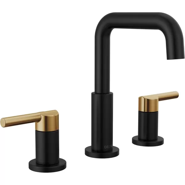 imageDELTA 35849LFBL Nicoli Bathroom Faucet Lever Handle Matte BlackMatte Black  Champagne Bronze