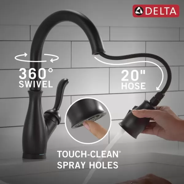 imageDELTA 9178TLARDST Leland Kitchen Faucet Touch  Touchless Arctic StainlessMatte Black