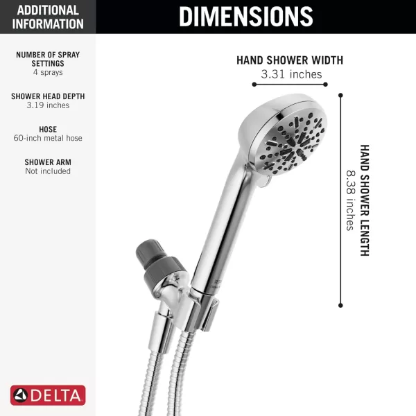 imageDelta Faucet 4Setting Handheld Shower Head Black Shower Head with Hose Showerheads ampamp Handheld Showers Handheld Shower Heads Detachable Shower Head Hand Shower 175 GPM Matte Black 75413BLChrome