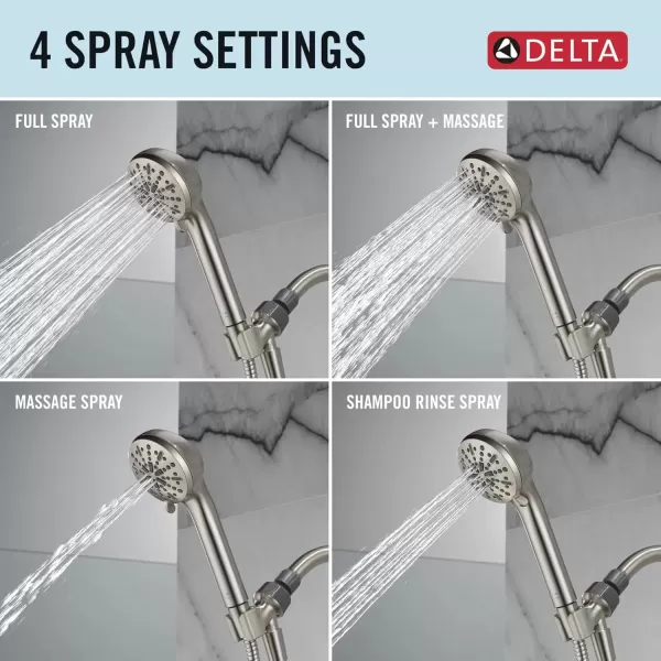 imageDelta Faucet 4Setting Handheld Shower Head Black Shower Head with Hose Showerheads ampamp Handheld Showers Handheld Shower Heads Detachable Shower Head Hand Shower 175 GPM Matte Black 75413BLStainless