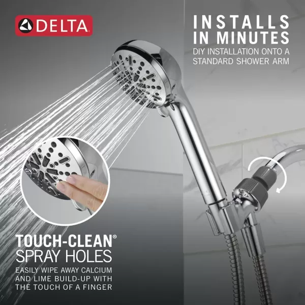 imageDelta Faucet 4Setting Handheld Shower Head Black Shower Head with Hose Showerheads ampamp Handheld Showers Handheld Shower Heads Detachable Shower Head Hand Shower 175 GPM Matte Black 75413BLChrome