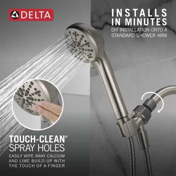 imageDelta Faucet 4Setting Handheld Shower Head Black Shower Head with Hose Showerheads ampamp Handheld Showers Handheld Shower Heads Detachable Shower Head Hand Shower 175 GPM Matte Black 75413BLStainless