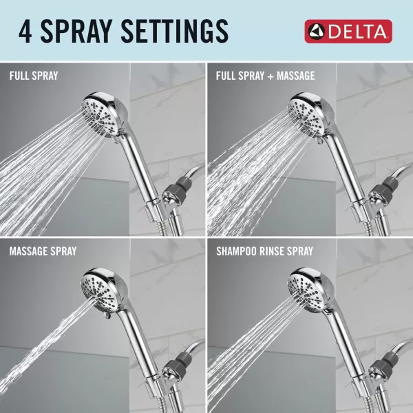 imageDelta Faucet 4Setting Handheld Shower Head Black Shower Head with Hose Showerheads ampamp Handheld Showers Handheld Shower Heads Detachable Shower Head Hand Shower 175 GPM Matte Black 75413BLChrome