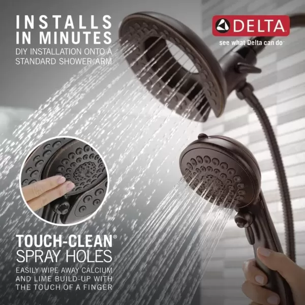imageDelta Faucet 5Spray In2ition 2in1 Dual Shower Head with HandHeld Spray Oil Rubbed Bronze Hand Held Shower Head with Hose Handheld Shower Heads 175 GPM Shower Head Venetian Bronze 58569RBPK