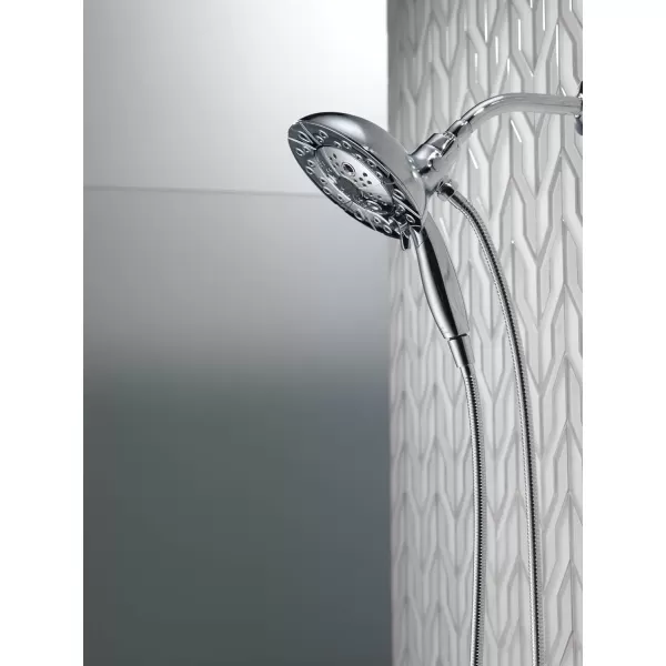imageDelta Faucet 5Spray In2ition Dual Shower Head with Handheld Spray H2Okinetic Brushed Nickel Shower Head with Hose Showerheads Handheld Shower Heads Magnetic Docking Stainless 58480SS25PK