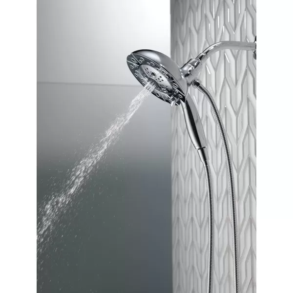 imageDelta Faucet 5Spray In2ition Dual Shower Head with Handheld Spray H2Okinetic Brushed Nickel Shower Head with Hose Showerheads Handheld Shower Heads Magnetic Docking Stainless 58480SS25PK