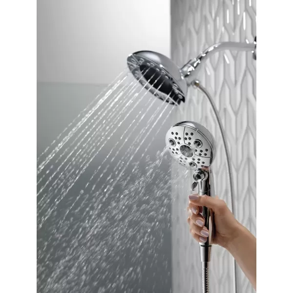 imageDelta Faucet 5Spray In2ition Dual Shower Head with Handheld Spray H2Okinetic Brushed Nickel Shower Head with Hose Showerheads Handheld Shower Heads Magnetic Docking Stainless 58480SS25PK