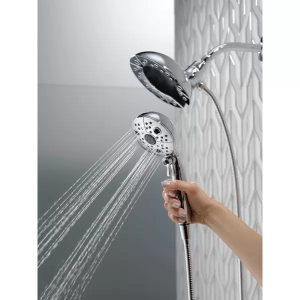imageDelta Faucet 5Spray In2ition Dual Shower Head with Handheld Spray H2Okinetic Brushed Nickel Shower Head with Hose Showerheads Handheld Shower Heads Magnetic Docking Stainless 58480SS25PK