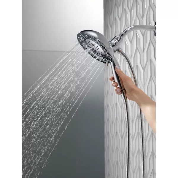 imageDelta Faucet 5Spray In2ition Dual Shower Head with Handheld Spray H2Okinetic Brushed Nickel Shower Head with Hose Showerheads Handheld Shower Heads Magnetic Docking Stainless 58480SS25PK