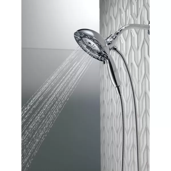imageDelta Faucet 5Spray In2ition Dual Shower Head with Handheld Spray H2Okinetic Brushed Nickel Shower Head with Hose Showerheads Handheld Shower Heads Magnetic Docking Stainless 58480SS25PK
