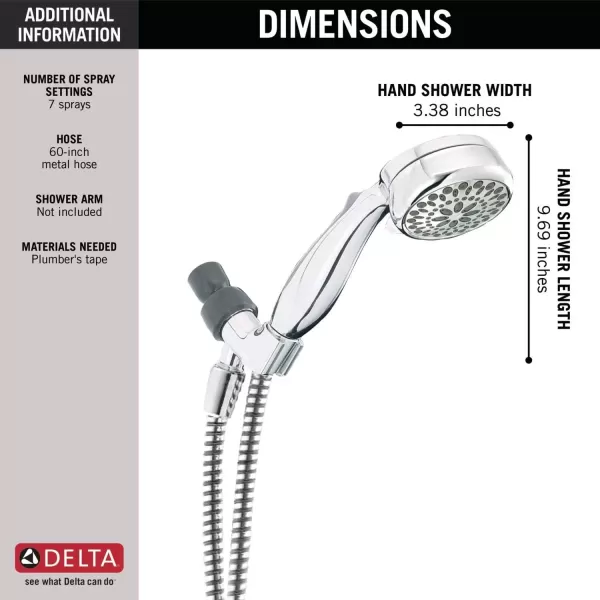 imageDelta Faucet 7Spray TouchClean Hand Held Shower Head with Hose Chrome 75700Chrome