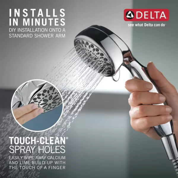 imageDelta Faucet 7Spray TouchClean Hand Held Shower Head with Hose Chrome 75700Chrome
