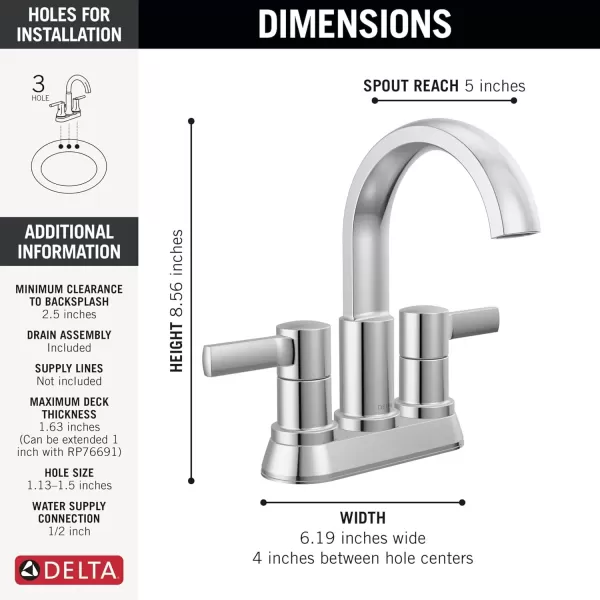 imageDelta Faucet Albion Centerset Bathroom Faucet Matte Black 2Handle Bathroom Faucet Delta Bathroom Sink Faucet Metal PushPop Drain Assembly 12 GPM Flow Rate Matte Black 25855LFBLChrome