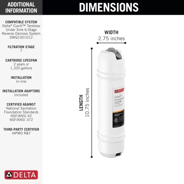 imageDelta Faucet Clarifi Remineralization Cartridge DWQ300300Remineralization Filter