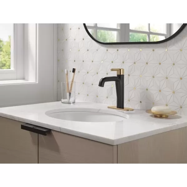 imageDelta Faucet Nicoli Gold Bathroom Faucet Single Hole Bathroom Faucet Single Handle Bathroom Faucet Champagne Bronze 15849LFCZMatte Black  Champagne Bronze