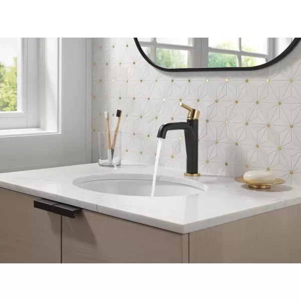 imageDelta Faucet Nicoli Gold Bathroom Faucet Single Hole Bathroom Faucet Single Handle Bathroom Faucet Champagne Bronze 15849LFCZMatte Black  Champagne Bronze