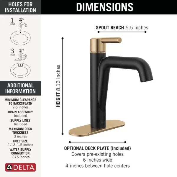 imageDelta Faucet Nicoli Gold Bathroom Faucet Single Hole Bathroom Faucet Single Handle Bathroom Faucet Champagne Bronze 15849LFCZMatte Black  Champagne Bronze