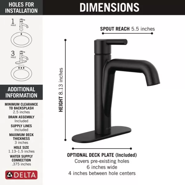 imageDelta Faucet Nicoli Gold Bathroom Faucet Single Hole Bathroom Faucet Single Handle Bathroom Faucet Champagne Bronze 15849LFCZMatte Black