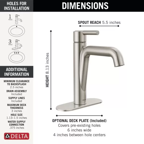 imageDelta Faucet Nicoli Gold Bathroom Faucet Single Hole Bathroom Faucet Single Handle Bathroom Faucet Champagne Bronze 15849LFCZStainless