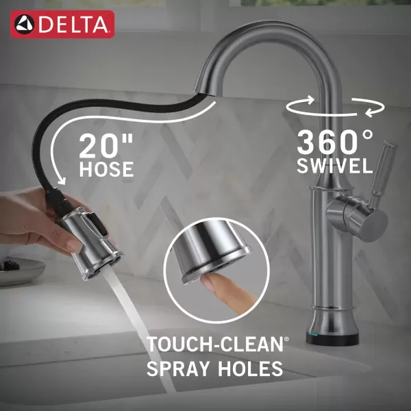 imageDelta Faucet Renaldi Touchless Bar Faucet with Touch Technology Bar Sink Faucet Single Hole Matte Black Wet Bar Faucets Prep Sink Faucet Faucet for Bar Sink Matte Black 9984TLBLDSTArtic Stainless