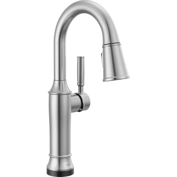 imageDelta Faucet Renaldi Touchless Bar Faucet with Touch Technology Bar Sink Faucet Single Hole Matte Black Wet Bar Faucets Prep Sink Faucet Faucet for Bar Sink Matte Black 9984TLBLDSTArtic Stainless