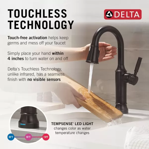 imageDelta Faucet Renaldi Touchless Bar Faucet with Touch Technology Bar Sink Faucet Single Hole Matte Black Wet Bar Faucets Prep Sink Faucet Faucet for Bar Sink Matte Black 9984TLBLDSTVenetian Bronze