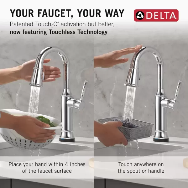 imageDelta Faucet Renaldi Touchless Bar Faucet with Touch Technology Bar Sink Faucet Single Hole Matte Black Wet Bar Faucets Prep Sink Faucet Faucet for Bar Sink Matte Black 9984TLBLDSTChrome