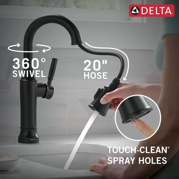 imageDelta Faucet Renaldi Touchless Bar Faucet with Touch Technology Bar Sink Faucet Single Hole Matte Black Wet Bar Faucets Prep Sink Faucet Faucet for Bar Sink Matte Black 9984TLBLDSTMatte Black