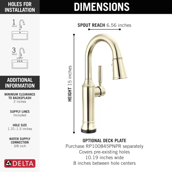 imageDelta Faucet Renaldi Touchless Bar Faucet with Touch Technology Bar Sink Faucet Single Hole Matte Black Wet Bar Faucets Prep Sink Faucet Faucet for Bar Sink Matte Black 9984TLBLDSTLumicoat Polished Nickel