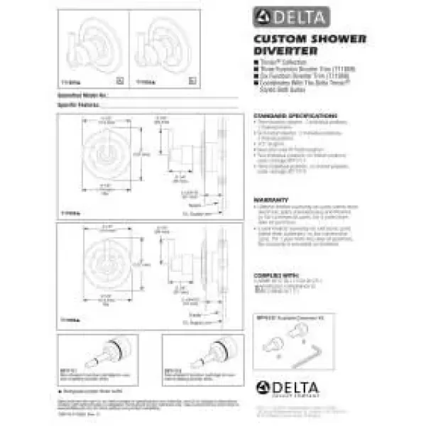 imageDelta Faucet Trinsic Black 6Setting Diverter Trim Kit Diverter Valve Kit Black Shower Diverter Matte Black T11959BL Valve Not Included