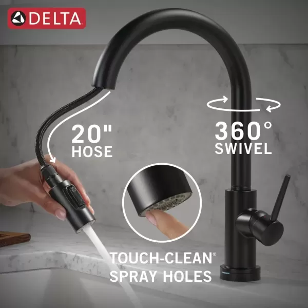 imageDelta Faucet Trinsic Touch Kitchen Faucet with Touchless Technology Kitchen Faucet with Pull Down Sprayer Black Kitchen Sink Faucet Touchless Kitchen Faucet Matte Black 9159TLBLDST