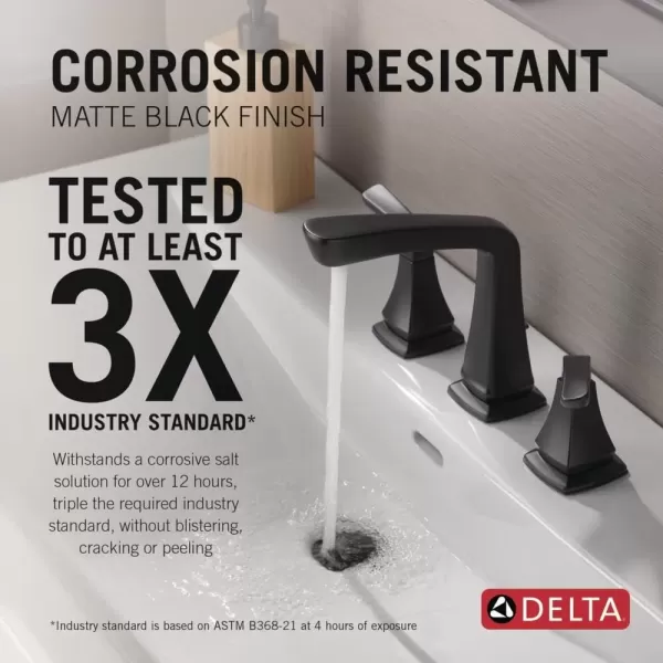 imageDelta Faucet Vesna Matte Black 3Hole Bathroom Faucet with PopUp Drain Assembly 35789LFBLMatte Black