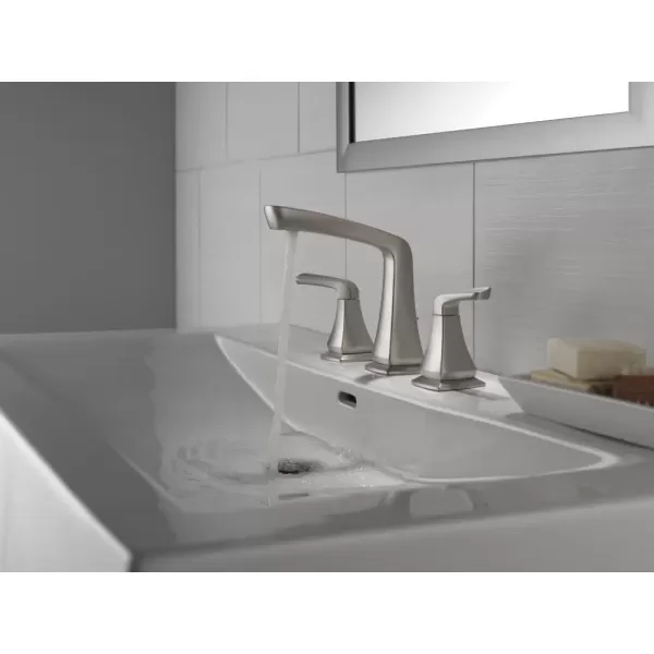 imageDelta Faucet Vesna Matte Black 3Hole Bathroom Faucet with PopUp Drain Assembly 35789LFBLSpotshield Brushed Nickel