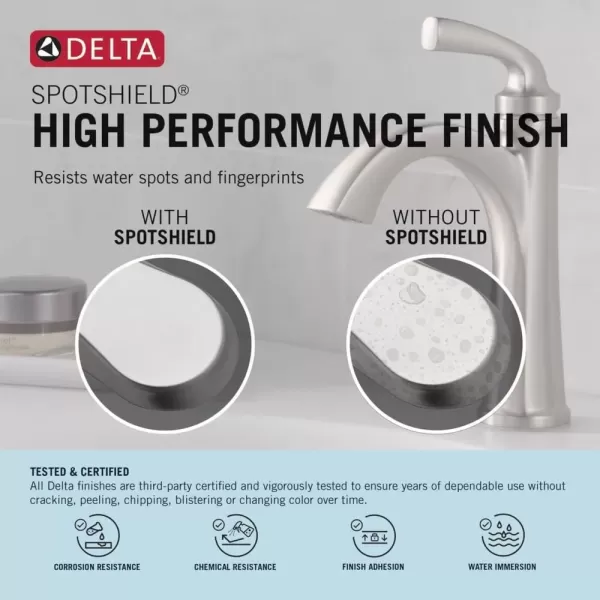 imageDelta Faucet Vesna Matte Black 3Hole Bathroom Faucet with PopUp Drain Assembly 35789LFBLSpotshield Brushed Nickel