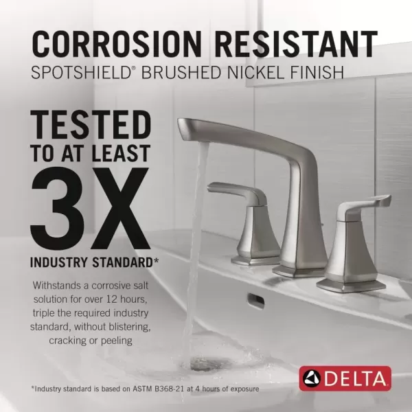 imageDelta Faucet Vesna Matte Black 3Hole Bathroom Faucet with PopUp Drain Assembly 35789LFBLSpotshield Brushed Nickel