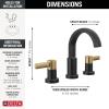imageDelta Faucet Albion Widespread Bathroom Faucet 3Hole Matte Black Bathroom Sink Faucet 2Handle Bathroom Faucet Bath Faucet Metal PushPop Drain Assembly 12 GPM Flow Rate Matte Black 35855LFBLMatte Black  Champagne Bronze