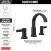 imageDelta Faucet Albion Widespread Bathroom Faucet 3Hole Matte Black Bathroom Sink Faucet 2Handle Bathroom Faucet Bath Faucet Metal PushPop Drain Assembly 12 GPM Flow Rate Matte Black 35855LFBLMatte Black
