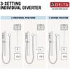 imageDelta Faucet Vero 3Setting Shower Handle Diverter Trim Kit Diverter Valve Trim Kit Gold 3 Way Shower Diverter Delta Diverter Trim Champagne Bronze T11853CZ Valve Not IncludedStainless