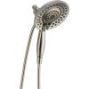 imageDelta Faucet 5Spray In2ition 2in1 Dual Shower Head with HandHeld Spray Brushed Nickel Hand Held Shower Head with Hose Handheld Shower Heads 25 GPM Shower Head Stainless 58569SS25PK