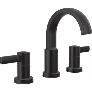 imageDelta Faucet Albion Widespread Bathroom Faucet 3Hole Matte Black Bathroom Sink Faucet 2Handle Bathroom Faucet Bath Faucet Metal PushPop Drain Assembly 12 GPM Flow Rate Matte Black 35855LFBLMatte Black