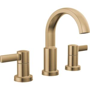 imageDelta Faucet Albion Widespread Bathroom Faucet 3Hole Matte Black Bathroom Sink Faucet 2Handle Bathroom Faucet Bath Faucet Metal PushPop Drain Assembly 12 GPM Flow Rate Matte Black 35855LFBLChampagne Bronze