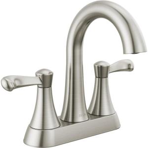 imageDelta Faucet Esato Matte Black Bathroom Faucet Centerset Bathroom Faucet Black Bathroom Sink Faucet Drain Assembly Included Matte Black 25897LFBLSpotshield Brushed Nickel