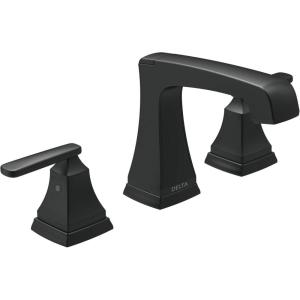 imageDELTA 3564BLMPUDST Two Handle Lavatory Metal PopUp Widespread Bathroom Faucet Matte BlackMatte Black