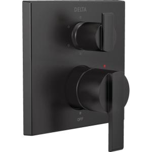 imageDELTA FAUCET T24967BL Angular Modern Monitor 14 Series Valve 6Setting Integrated Shower Trim with Diverter Matte Black Valve Not Included
