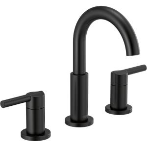 imageDelta Faucet Nicoli Widespread Bathroom Faucet 3 Hole Gold Bathroom Sink Faucet 2 Handle Bathroom Faucet Bath Faucet Drain AssemblyMatte Black