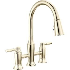 imageDelta Faucet Renaldi Bridge Kitchen Faucet with Pull Down Sprayer Matte Black 3Hole Kitchen Faucet Kitchen Sink Faucet Delta ProClean Kitchen Faucet Matte Black 2384LBLDSTLumicoat Polished Nickel