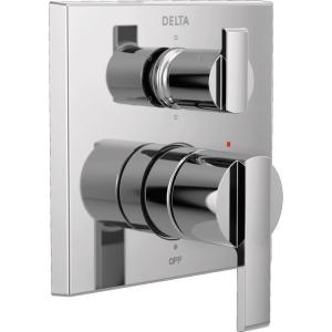 imageDelta Faucet T24967 Chrome Ara Angular Modern Monitor 14 Series Valve Trim with 6Setting Integrated Diverter